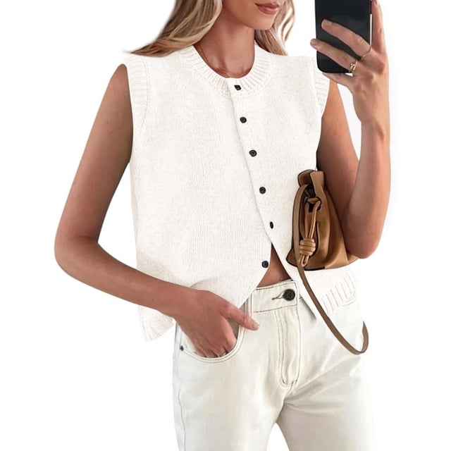 Chaleco sin mangas PRETTYGARDEN 2025 blanco talla L