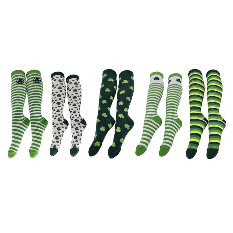 Hot Sale!! St. Patrick's Day Socks for Women and Mens Novelty Black Green  Shamrock Stripe Irish Crew Dress Socks for Women Gift Middle Fashion  Stockings Girls Irish St.Festive Women Stripe Socks -