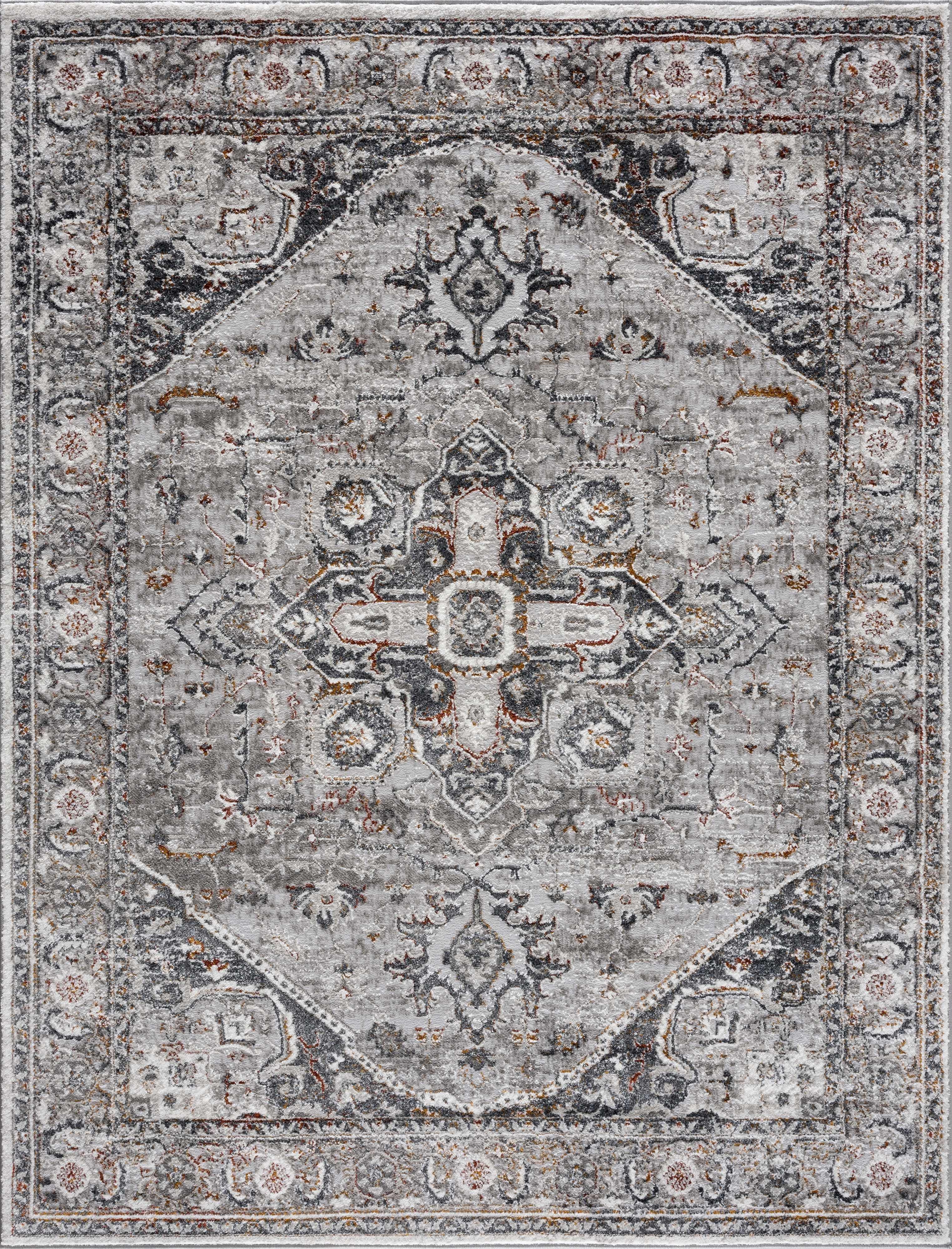 Hauteloom Liverpool Traditional Medallion Bedroom Living Room Small Area Rug - Oriental Carpet - Vintage Bohemian Farmhouse - Black, Light Grey, Dark Gray - 2' x 3'