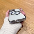 thumbnail image 4 of for iPhone 14 Case  Clear with Camera Lens Protector Full Protection MagSafe Electroplated Silicone Dust-Proof Net Shockproof Protective Case Cover 6.1 Inch - Silver, 4 of 14