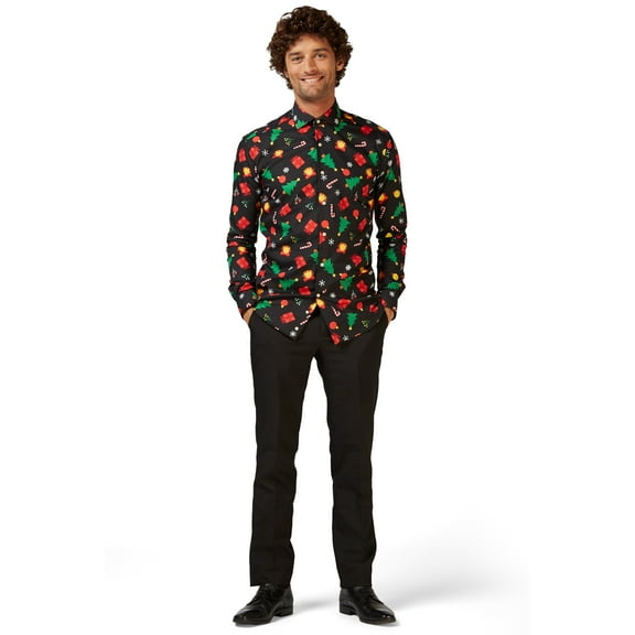 OppoSuits Men's Christmas Icons Black Christmas Shirt