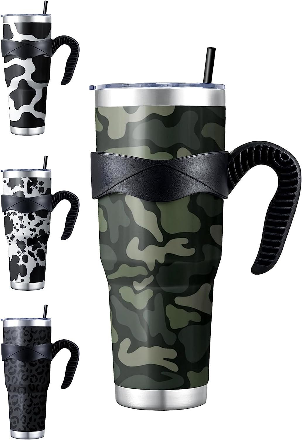 Gray Hunting Tartan Crest 40 oz Insulated Tumbler with Handle
