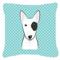 thumbnail image 2 of Carolines Treasures BB1271PW1818 Checkerboard Lime Green Bull Terrier Fabric Decorative Pillow- 18 x 18 In., 2 of 3