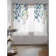 thumbnail image 3 of Blue Teal Botanical Curtains 63 Inch Length, Sheer Curtains for Bedroom Living Room Window Weeping Fall Eucalyptus Leaves Rod Pocket Voile Drapes Kitchen Curtains Small Half Window 42"x63" 2 Panels, 3 of 6