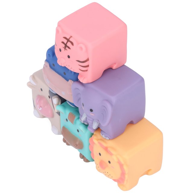 Baby Blocks, Cartoon Animals Silicone Material Soft Blocks Grip Training Puzzle Enlightenment Color Perception For Bedroom For Bathroom For Living Room