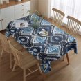 thumbnail image 2 of Blue Geometric Pattern Rectangle Tablecloth 60"x84",Waterproof Polyester Rectangle Table Cloth, Wipeable Spillproof Polyester Tablecloth for Dining, Camping, Indoor and Outdoor, 2 of 5
