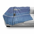 thumbnail image 3 of Seaside Soft Flannel Fleece Blanket, Beach Chairs and Umbrella on a Island in the Middle of Ocean Seascape Picture, Cozy Plush for Indoor and Outdoor Use, 70" x 90", Blue and Beige, by Ambesonne, 3 of 6