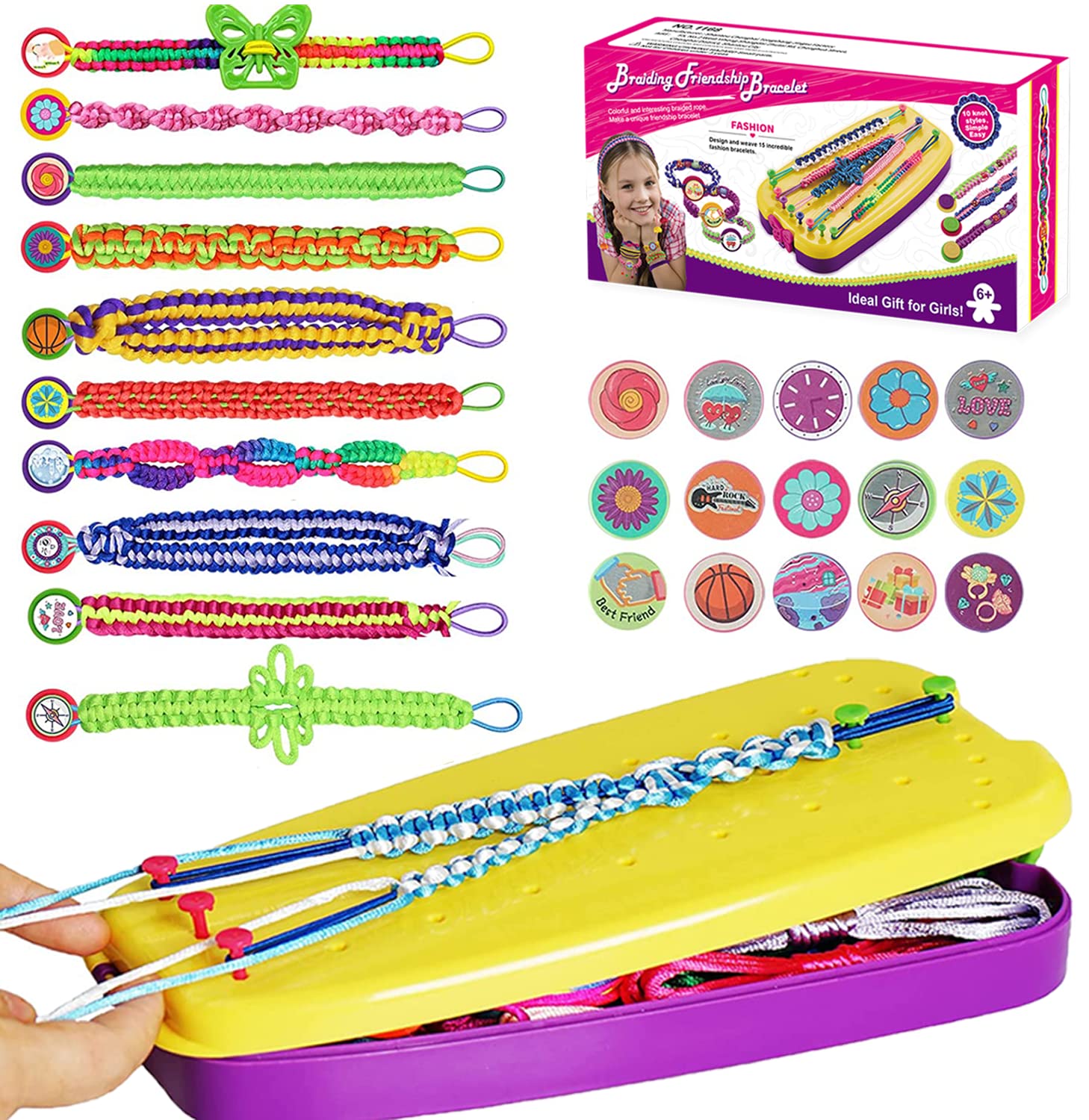 Aizoer Friendship Bracelets Making Kit Toys for Girls, DIY Arts Craft Bracelet Kit for Kids - image 1 of 9