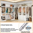 thumbnail image 5 of Closet System of 2 Sets, 4–10.5 Ft Closet Organizer System with 3 Drawers & 5 Shelves, Walk-In Closet with 4 Adjustable Hanging Rods, Wood Modular Closet Kits with Shoe Racks, White, 5 of 9