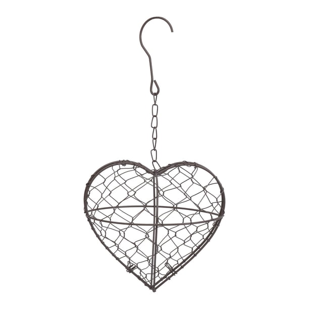 Soporte para nido de pájaro con forma de corazón y gancho para colgar, dispensador de hierro, refugio de de invierno para cajas nido exteriores