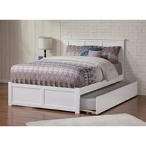 Madison Platform Bed with Flat Panel Foot Board and Twin Size Urban Trundle Bed in White, Twin