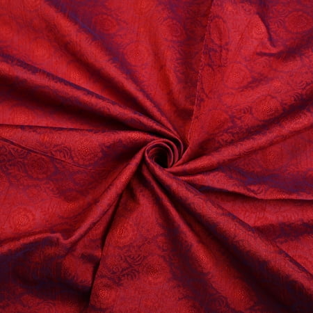 eloria Damask Embroidered Brocade Jacquard Sewing Apparel Making Fabric by the Yard Kurta Dress Apparel Cloth, Color: Red 1