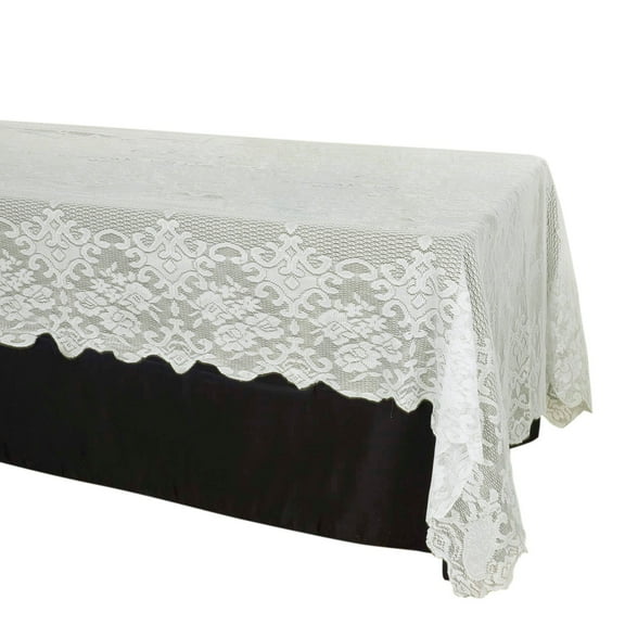 Efavormart 60"x126" Ivory Floral Lace Tablecloths For Banquet Party Wedding Event Home Decoration