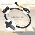 thumbnail image 3 of VNOX Cross Chain Bracelets for Men Women, Silver/Black Stainless Steel Cross Charms Men's Bracelet, Faith Religious Easterholic Christian God Jesus Communion Baptism Jewelry Gift Mens Link Bracelet, 3 of 3