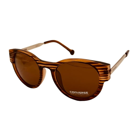Converse Brown Stripe Sunglass Soft Square Plastic, Brown Lens H020
