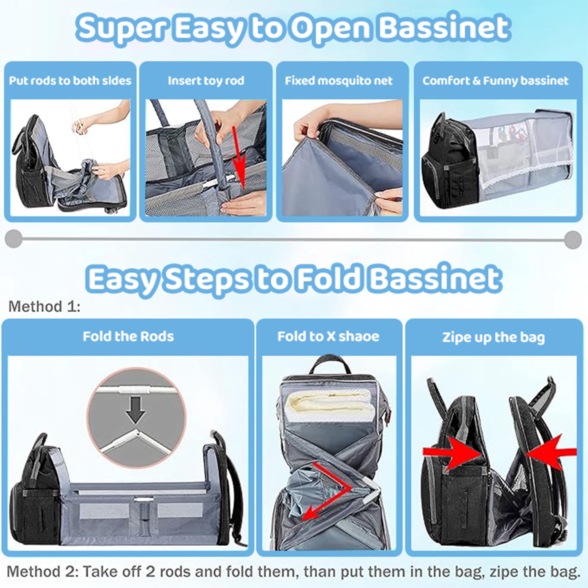 Anoak Baby Diaper Bag Backpack with Changing Station, Large Capacity Baby Bag, Waterproof Travel Backpack with USB Charging Port, Stroller Straps , Baby Shower Gifts