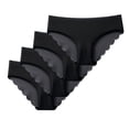 thumbnail image 2 of Womens Seamless No Show Panties Breathable Moisture Wicking Mid Rise Underwear 4 Pack Black,Size M, 2 of 5