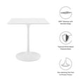 thumbnail image 6 of Modway Lippa 27.5" Square Modern Wood Top Dining Table in White, 6 of 6