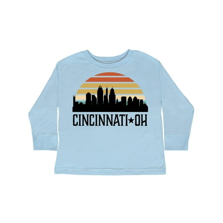 

Inktastic Cincinnati Ohio Skyline Retro Gift Toddler Boy or Toddler Girl Long Sleeve T-Shirt