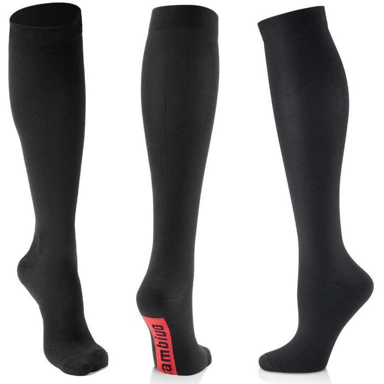 CAMBIVO Men & Women's Compression Socks 3 Pairs, Compression Support  Stockings, Flight Socks for Calf Support, Running,Travel, Crossfit, Cycling  