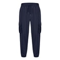 thumbnail image 4 of Baggy Cargo Pants for Men Multi Pockets Drawstring Elastic Waist Relaxed Tapered Leg Work Trousers Classic Solid Comfort Outdoor Jogger Hiking Pant, 4 of 7