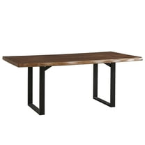Weston Home 78-inch Rectangle Live Edge Dining Table with Metal Base - Natural Wood Aesthetic