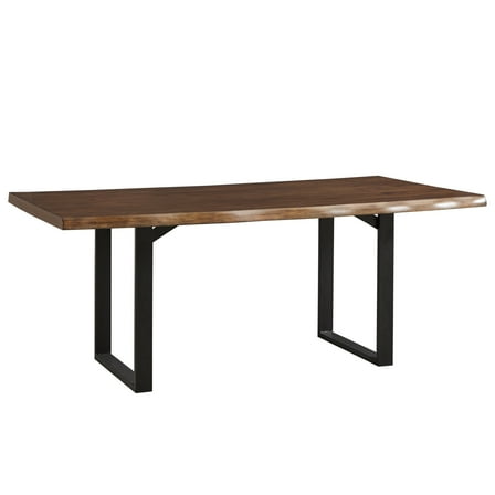Weston Home 78-inch Rectangle Live Edge Dining Table with Metal Base - Natural Wood Aesthetic