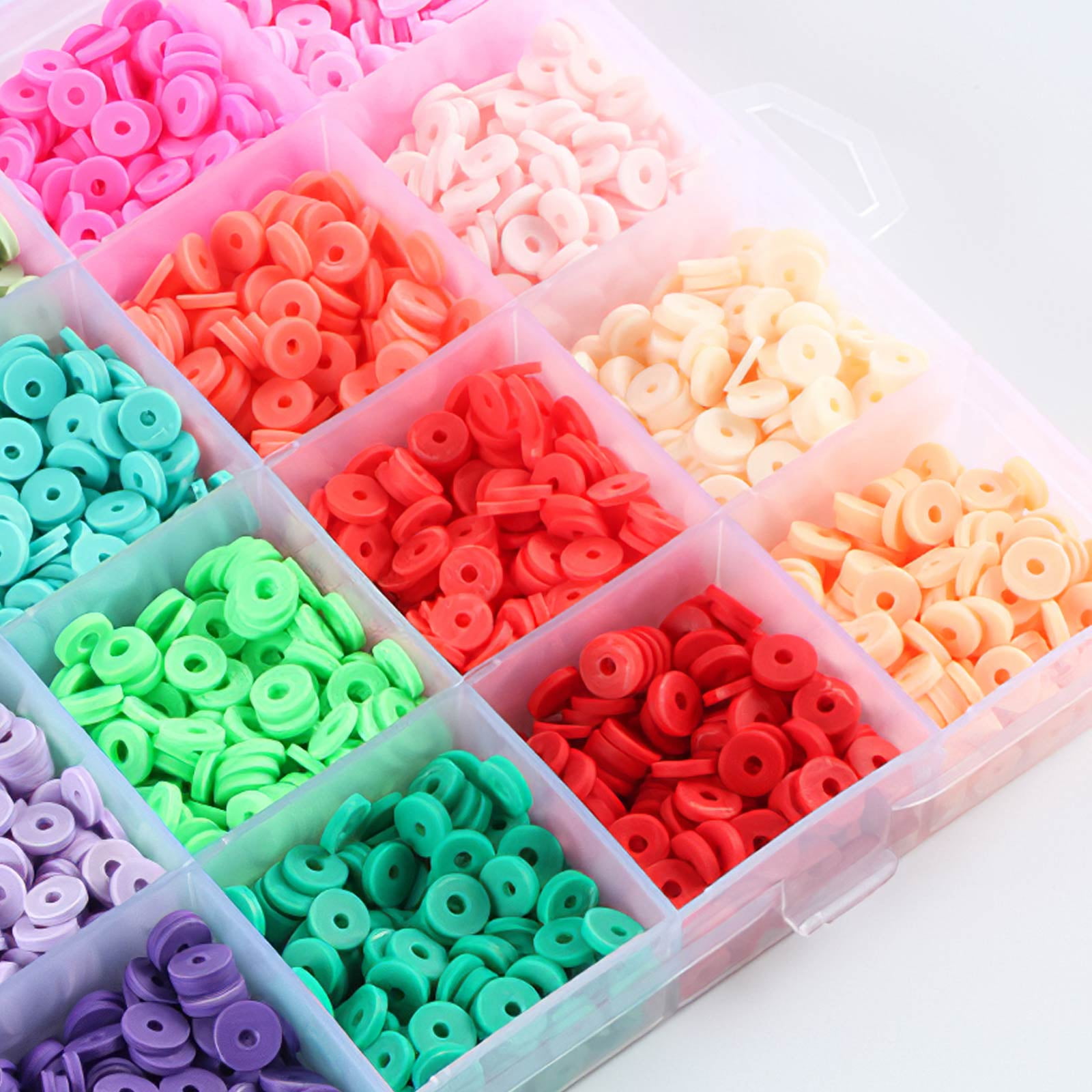 7200 Clay Beads Bracelet Making Kit,24 Colors Spacer Flat Beads