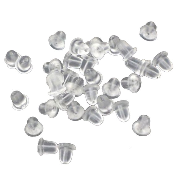 200pcs Plastic Clear Earring Backs Backings (White)