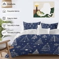 thumbnail image 3 of Abstract Christmas Tree Comforter Set Full Size, Lines Trees Navy Background Winter Soft Bedding Set for Man Woman, 4 Pieces Duvet Cover Set with Fitted Sheet, 2 Pillowcases, 3 of 9