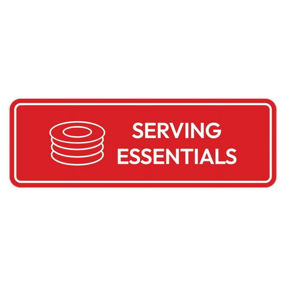 Signs ByLITA Standard Serving Essentials Door or Wall Sign Easy Installation | Durable Construction | Kitchen Essentials | Hygiene | AirBnB Signs Sign (Red) - Large