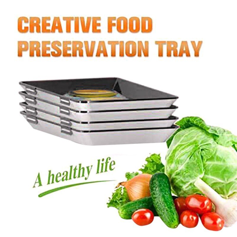 Food Plastic Preservation Tray Reusable FreshKeeping Tray With Elastic