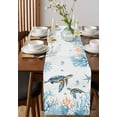 thumbnail image 4 of Coastal Turtle Table Runner 90 Inches, Blue Ocean Coral Starfish Seagrass Bed Runner Dresser Scarves Tabletop for Indoor Outdoor Parties/Ceremony/Banquet, 13" x 90", 4 of 8
