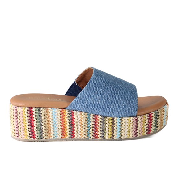 Diba True Womens Rock Steady Raffia Slide Wedge Casual Shoes
