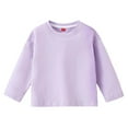 thumbnail image 2 of ZHOGXU Big Kids Girls T Shirts Long Sleeve Crew Neck Solid Color Comfortable Breathable Basic Tees Tops For Fall Winter Daily Wear Purple 12-24 Months, 2 of 3