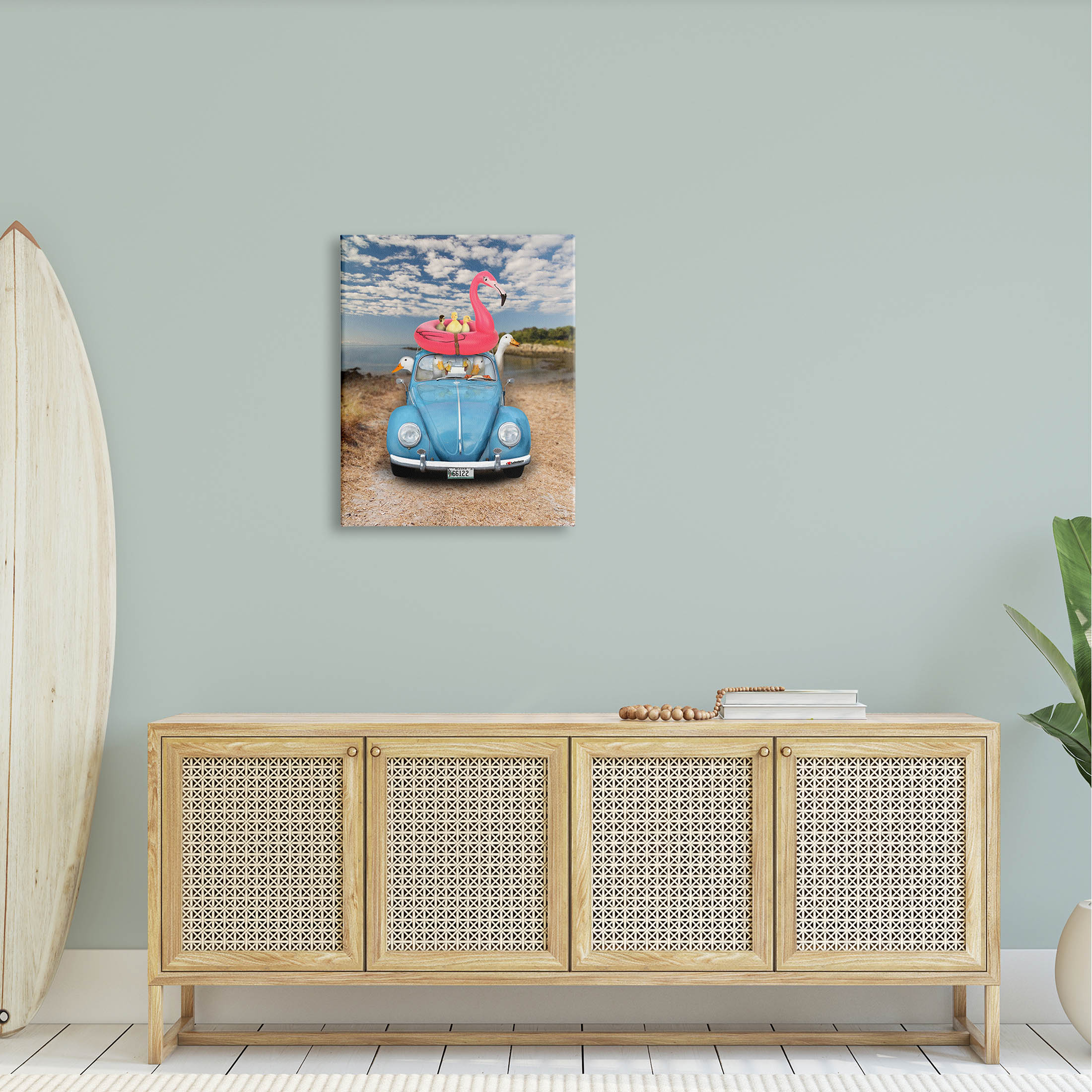 Funny Summer Beach Vacation Geese Animals & Insects Graphic Art Gallery Wrapped Canvas Print Wall Art