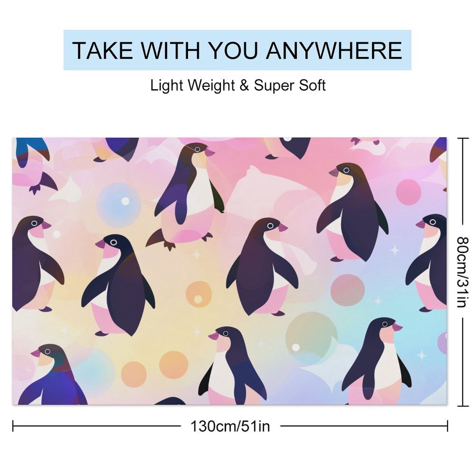 Cute Penguin Beach Towel – with A Unique Design, Extra Large,XL (32”x 63”) for Kids & Adults