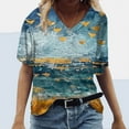 thumbnail image 2 of Lumivie Halter Tops For Women Y2K Plus Summer Tshirts Shirts For Women Wave Coconut Summer Blouses For Women 2025 Short Sleeve Womens V Neck T Shirts Pack, 2 of 4