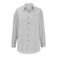 thumbnail image 5 of Fayshow0 Women's Smocked Cuffed Striped Boyfriend Shirt with Pocket Casual Collar Long Sleeve Blouse Tops for Pocket Shirred,Gray S, 5 of 5