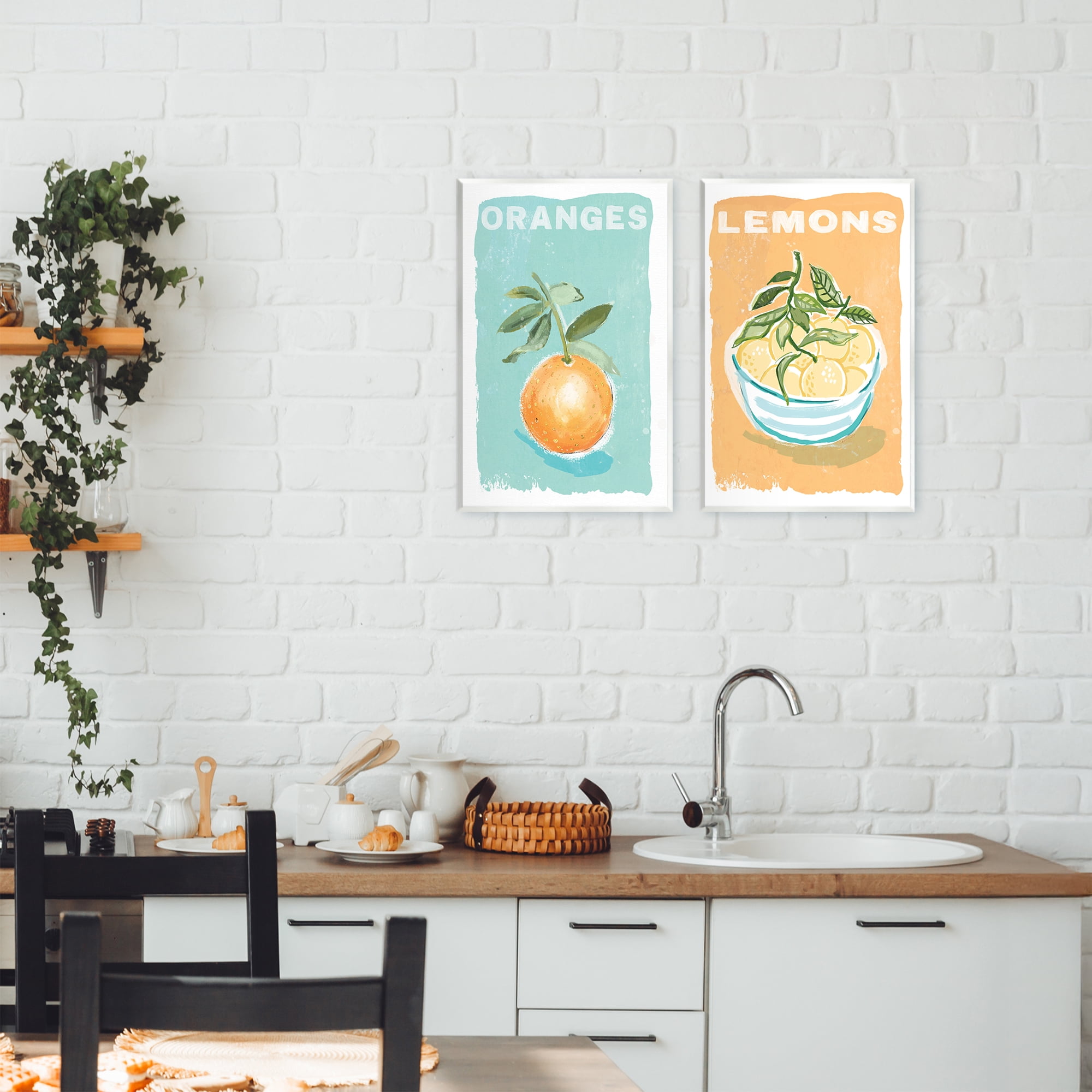 Stupell Industries Citrus Twist Motif 2 Piece Wall Plaque Art Set, design by Chad Barrett