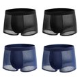 thumbnail image 1 of 4 unids/lote de ropa interior para hombre, Boxer para hombre, Boxershorts de malla de seda helada, bragas de talla grande, calzoncillos transpirables sexis de verano 40-100KG, 1 of 5