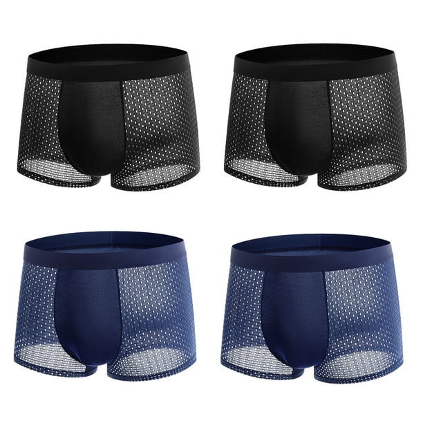 4 unids/lote de ropa interior para hombre, Boxer para hombre, Boxershorts de malla de seda helada, bragas de talla grande, calzoncillos transpirables sexis de verano 40-100KG