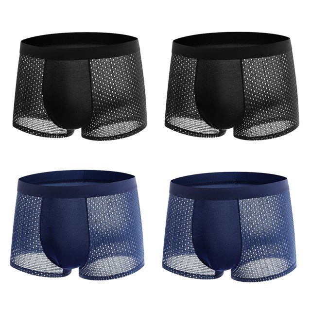 4 unids/lote de ropa interior para hombre, Boxer para hombre, Boxershorts de malla de seda helada, bragas de talla grande, calzoncillos transpirables sexis de verano 40-100KG