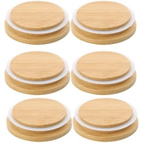 Nvzi 6 Pack Wooden Mason Jar Lids, Reusable Bamboo Mason Canning Lids Compatible with Wide Mouth Mason Jar Canning Jar
