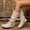 Beige, variant on Women Mid Calf Slouch Booties Flat Suede Boots Wide Calf Comfort Round Toe Buckle Slouch Flat Heel Mid-Calf Boot