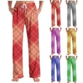 thumbnail image 1 of RKSTN Pajama Pants Men Plaid Print Plus Size Elastic Drawstring Waist Color Block Relaxed Wide Leg Long Pants with Pockets Unisex, 1 of 6
