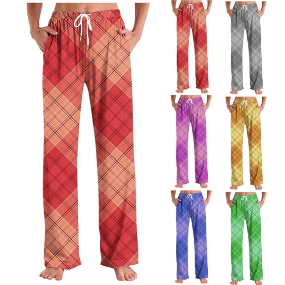 Bovxnpu Mens Pajama Pants Sleep Lounge Bottoms Print Long Pants Unisex Drawstring Waist with Side Pockets Sleepwear