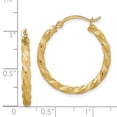 thumbnail image 4 of Primal Gold 14 Karat Yellow Gold Twisted Satin Diamond-cut Hoop Earrings, 4 of 4