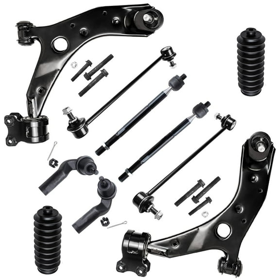 Detroit Axle - Front End Suspension Kit for 2004-2009 Mazda 3, 2006-2017 5, 2009 3 Sport 2 Lower Control Arms with Ball Joint 2 Sway Bar End Links 4 Outer Inner Tie Rods 2 Tie Rod Boots Replacement