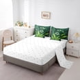 thumbnail image 4 of YST Ensemble de Literie Ladybug Rouge 7 Pcs Lit Simple Blanc Ensemble de Courtepointe Campanule Vert Feuilles Botaniques Ensemble de Draps avec Courtepointe pour Filles Femmes Nature Goutte de Pluie Paysage Lit en Sac, Vert, 4 of 5